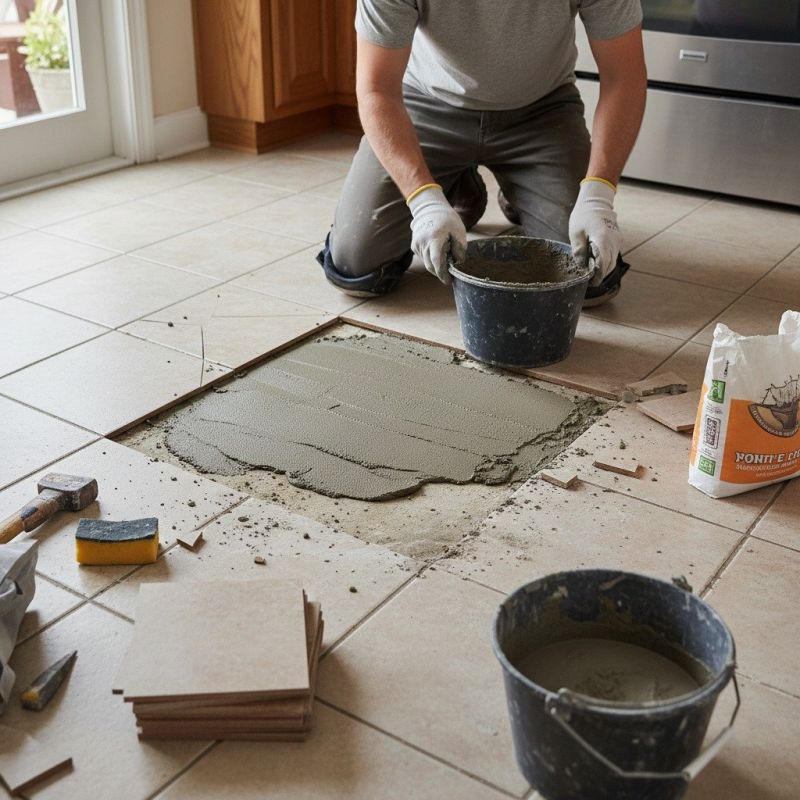 Slate Tile Floor Repair detail